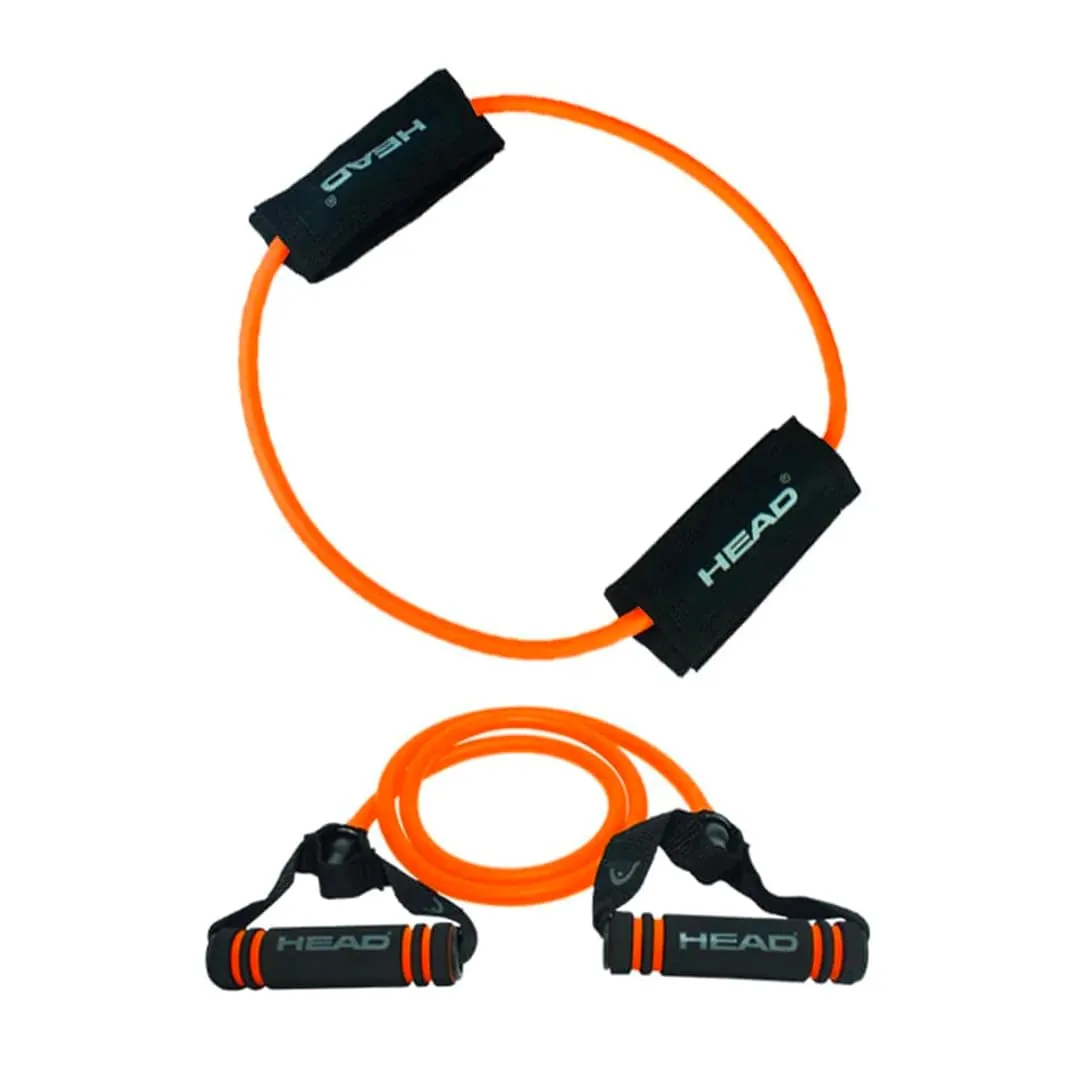 HEAD Power Resistance Tube   Ring Tube Combo - Unbreakable | Resistance: 10Kg | Gym Equipment Set for Home Workout | Stretch Bands for Workout | Gym Accessories for Men & Women | Black & Orange - 2Pcs