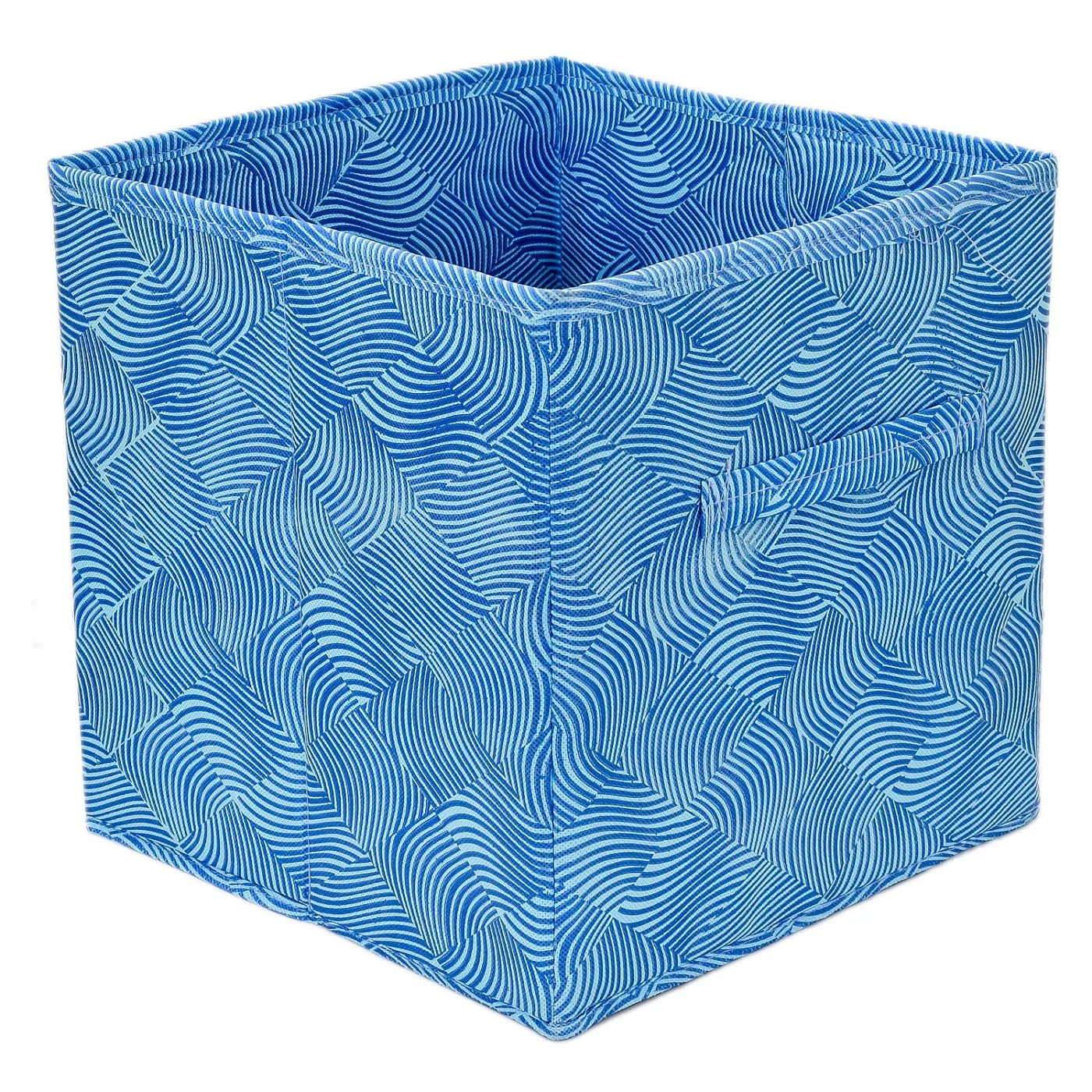 Heart Home Leheriya Print Non Woven Fabric Foldable Storage Cube Toy, Books, Shoes Storage Box with Handle, Extra Large (Blue)- HEART6856