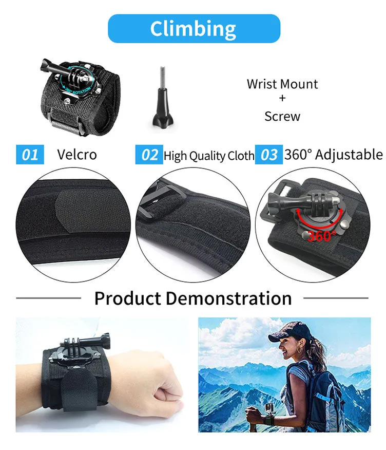 Hridz 84 pcs for GoPro Hero Action Camera Accessories Pack Case Chest Head Mount Float Head Kit