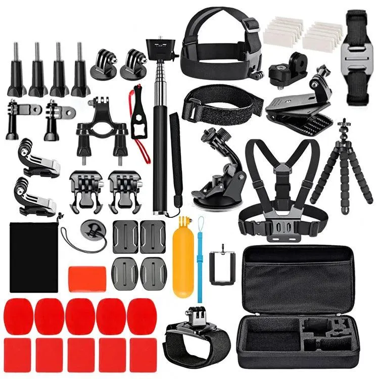 Hridz 84 pcs for GoPro Hero Action Camera Accessories Pack Case Chest Head Mount Float Head Kit