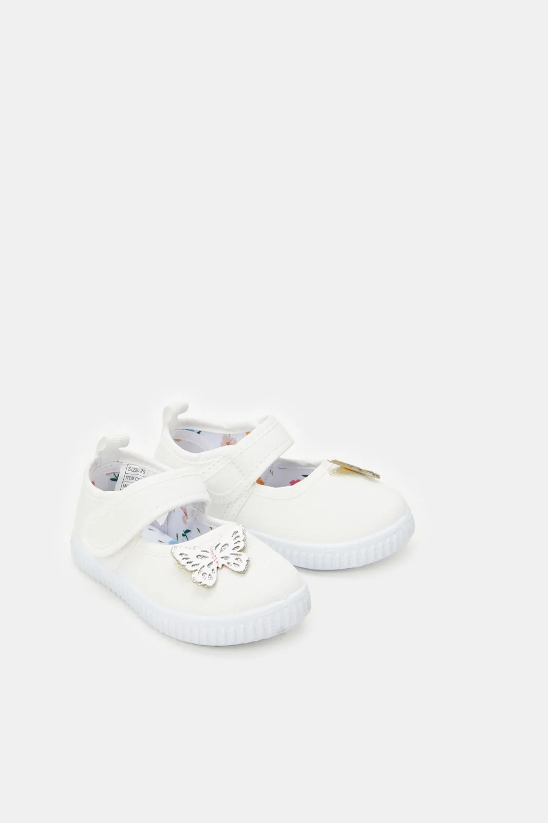 Infant Girls White Butterfly Pump