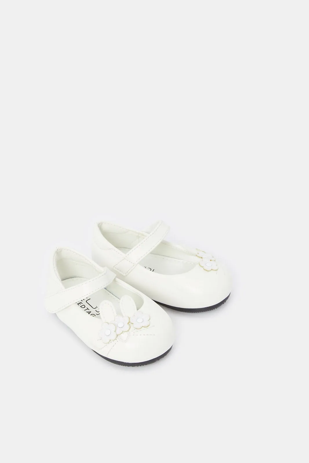 Infant Girls White Floral Trim Ballerina