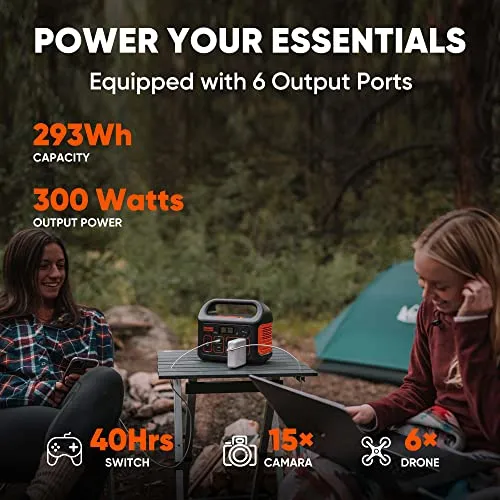 Jackery Portable Power Station Explorer 300, 293Wh Backup Lithium Battery, 110V/300W Pure Sine Wave AC Outlet, Solar Generator for Outdoors Camping Travel Hunting Blackout (Solar Panel Optional)