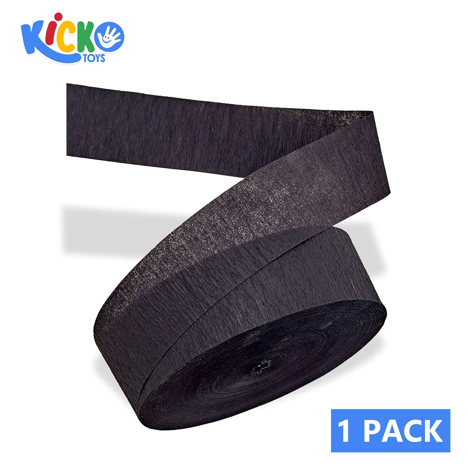 Kicko Black Velvet Crepe Streamers - 1 Pack, 500 Feet x 1.75 Inches - for Kids, Party