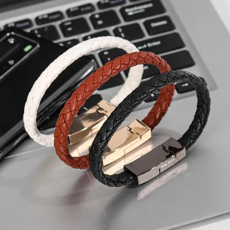 Leather Bracelet USB Cable Portable Fast Charging For All Mobile Phone