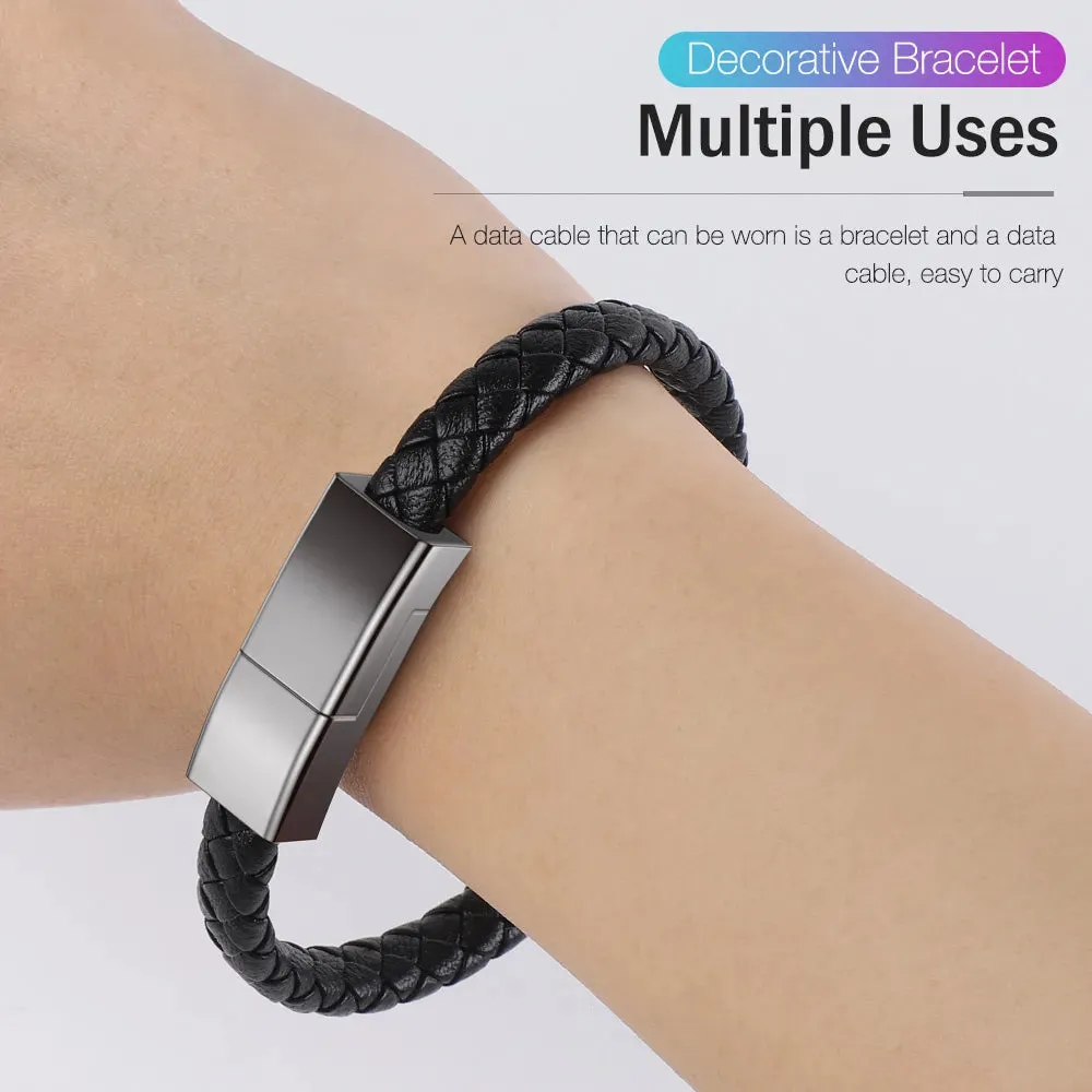 Leather Bracelet USB Cable Portable Fast Charging For All Mobile Phone