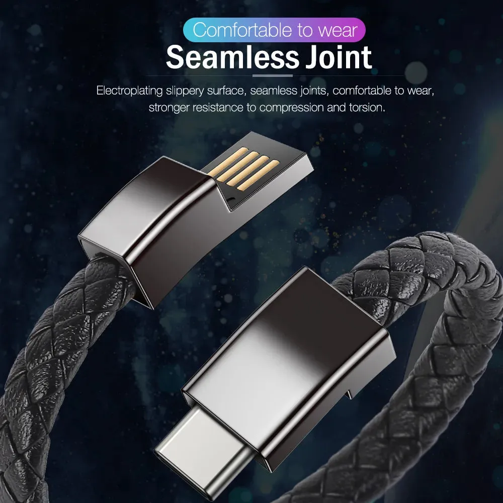 Leather Bracelet USB Cable Portable Fast Charging For All Mobile Phone