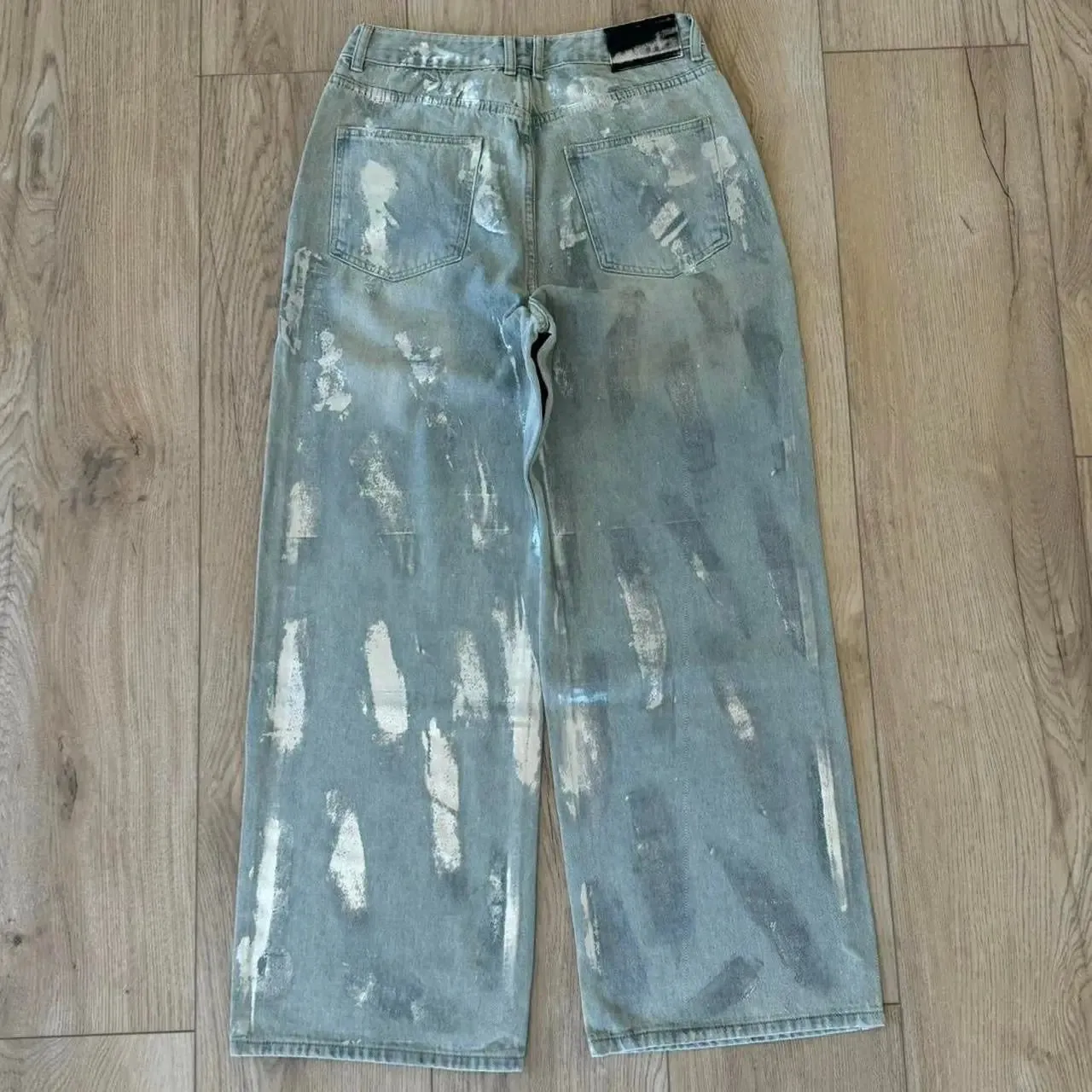 Light Blue Brushed Silver Baggy Jeans