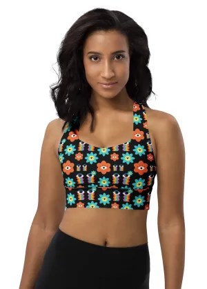 Longline sports bra - 70's Vibes - Black