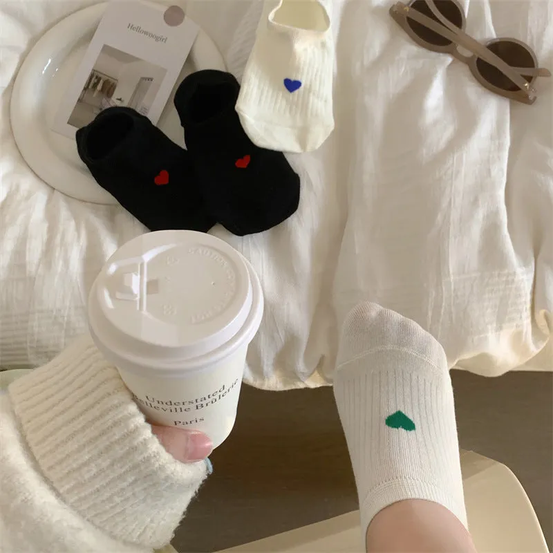 Love Pattern Cotton Women's Low-cut Liners Socks Female Invisible Socks