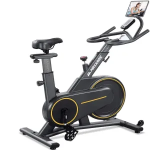 Magnetic Cycling Bike, Multi-function Handle Stationary Bike with Independent Tablet Holder and LCD Monitor