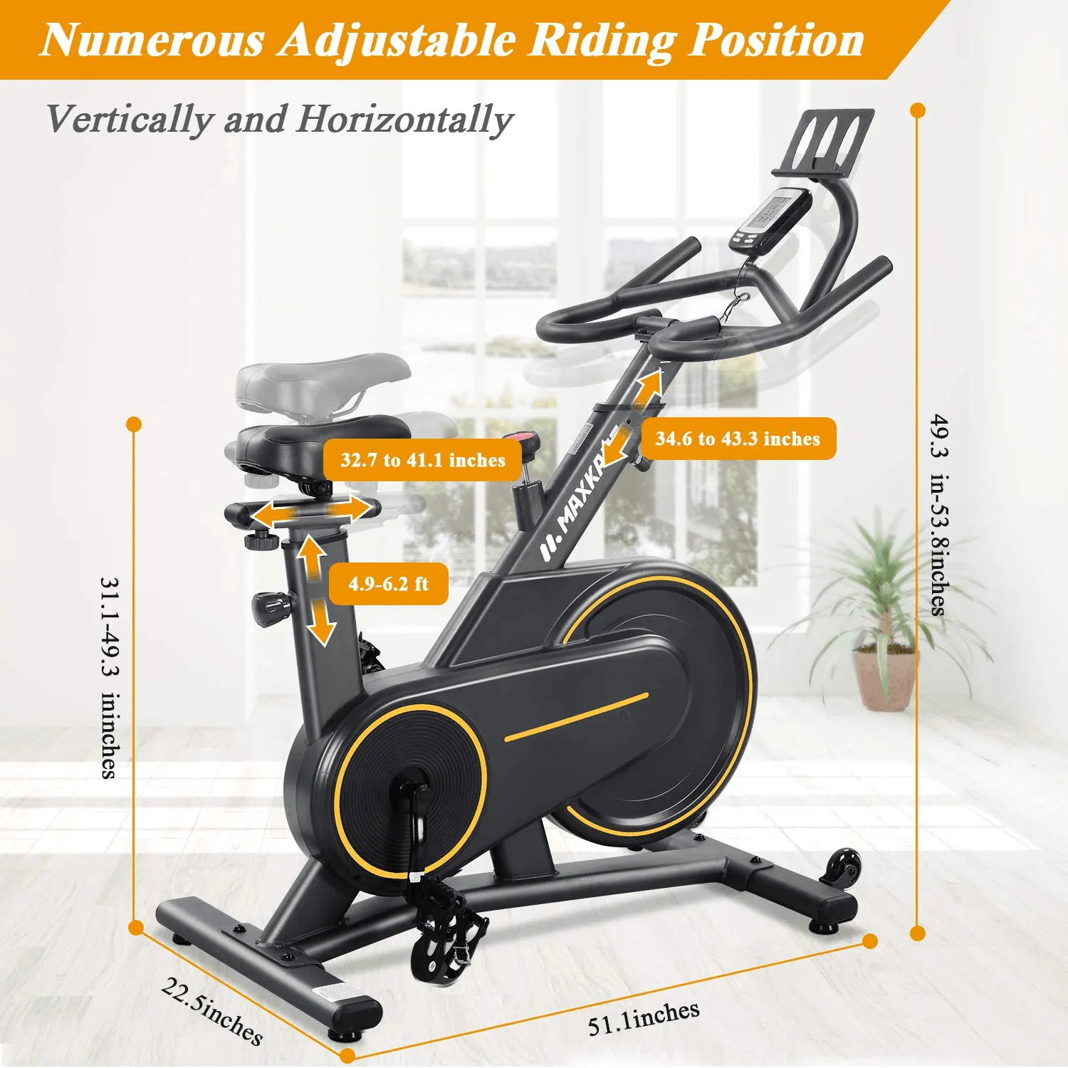 Magnetic Cycling Bike, Multi-function Handle Stationary Bike with Independent Tablet Holder and LCD Monitor