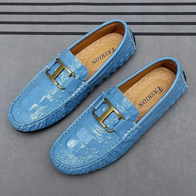 Metal Appliques Animal Leather Loafers