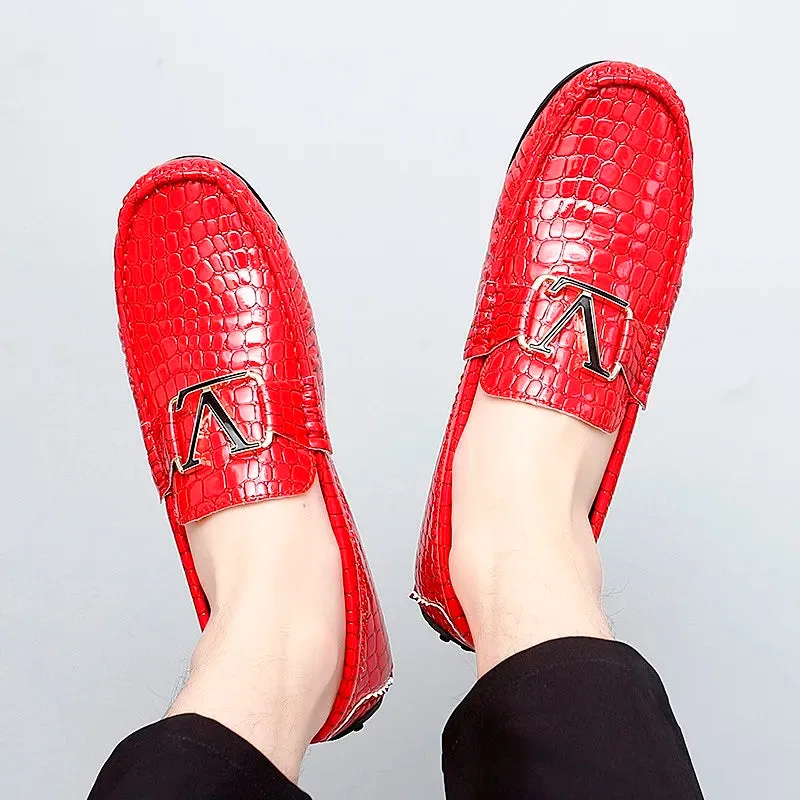 Metal Appliques Animal Leather Loafers