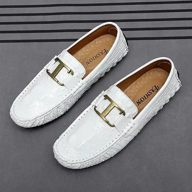 Metal Appliques Animal Leather Loafers