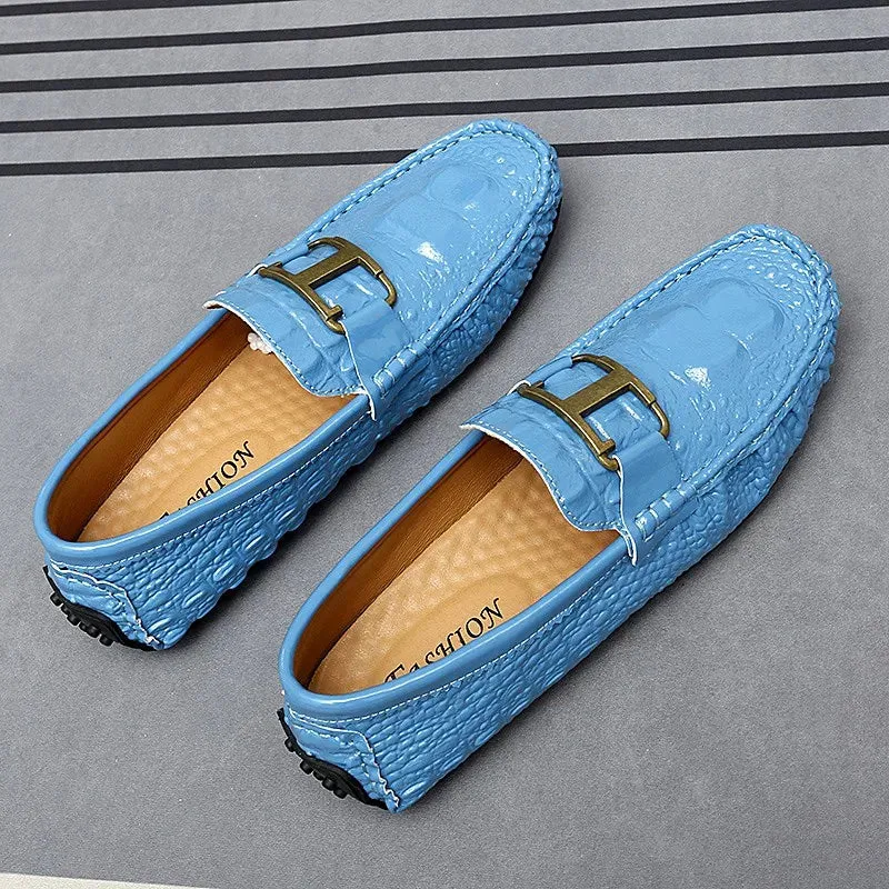 Metal Appliques Animal Leather Loafers