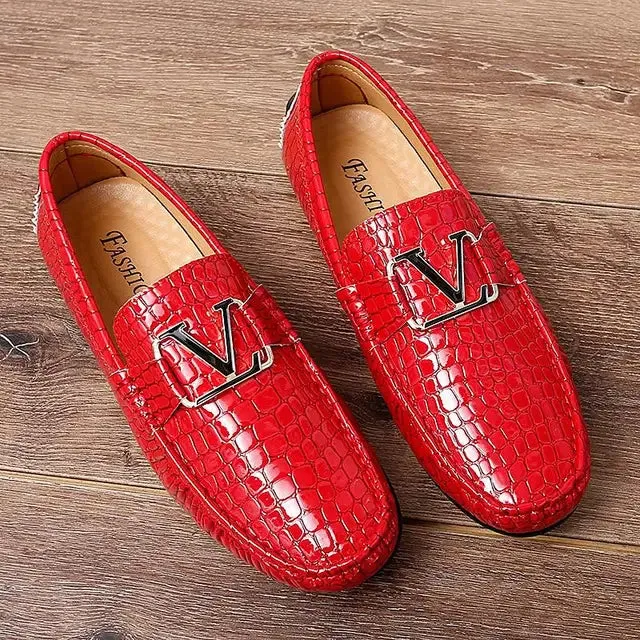 Metal Appliques Animal Leather Loafers