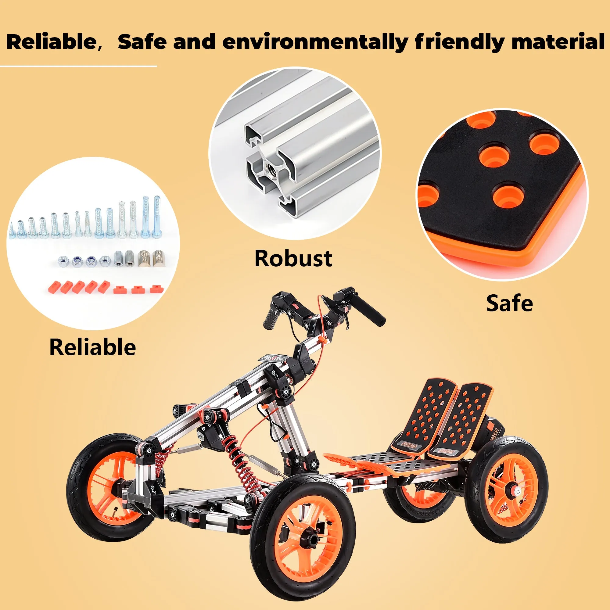 Modular design High-strength material electric innovation kart, more than 20 kinds of assembly methods, suitable for outdoor sports, parent-child interaction