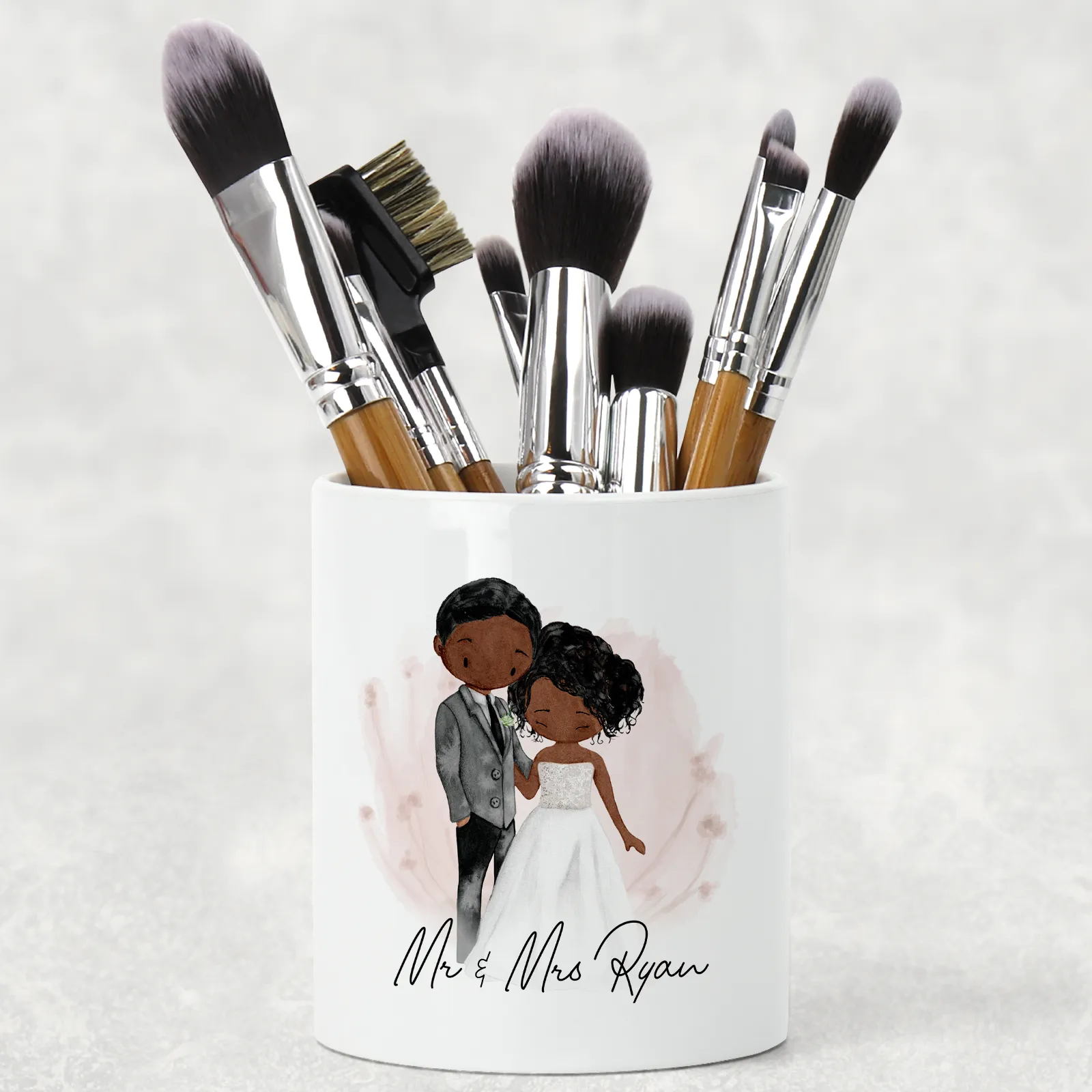 Mr & Mrs Couple Personalised Pencil Caddy / Make Up Brush Holder