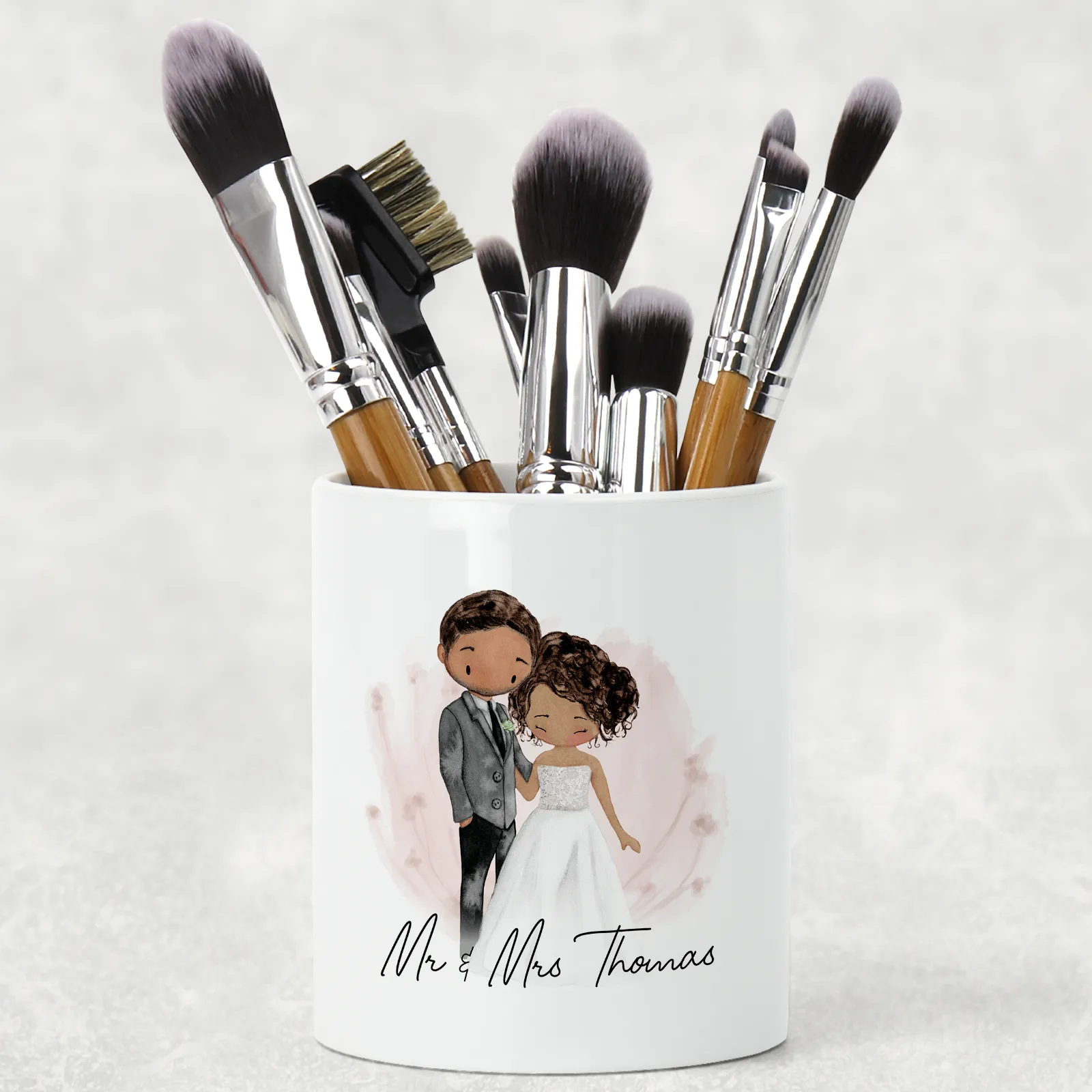 Mr & Mrs Couple Personalised Pencil Caddy / Make Up Brush Holder