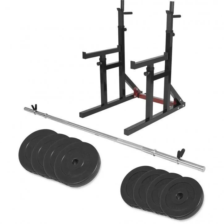 Multi Squat Rack with Barbell Bar and 30KG Vinyl Weights (Combo)