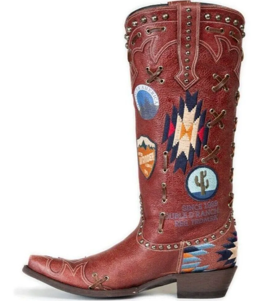 Native American Embroidery Patches Indian Cowboy Boots