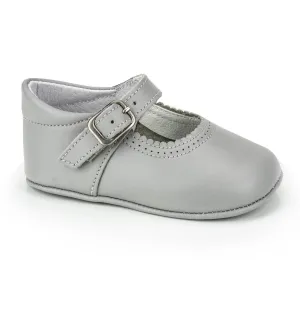 Patucos Soft Leather Mary Janes Grey Shoes for girls