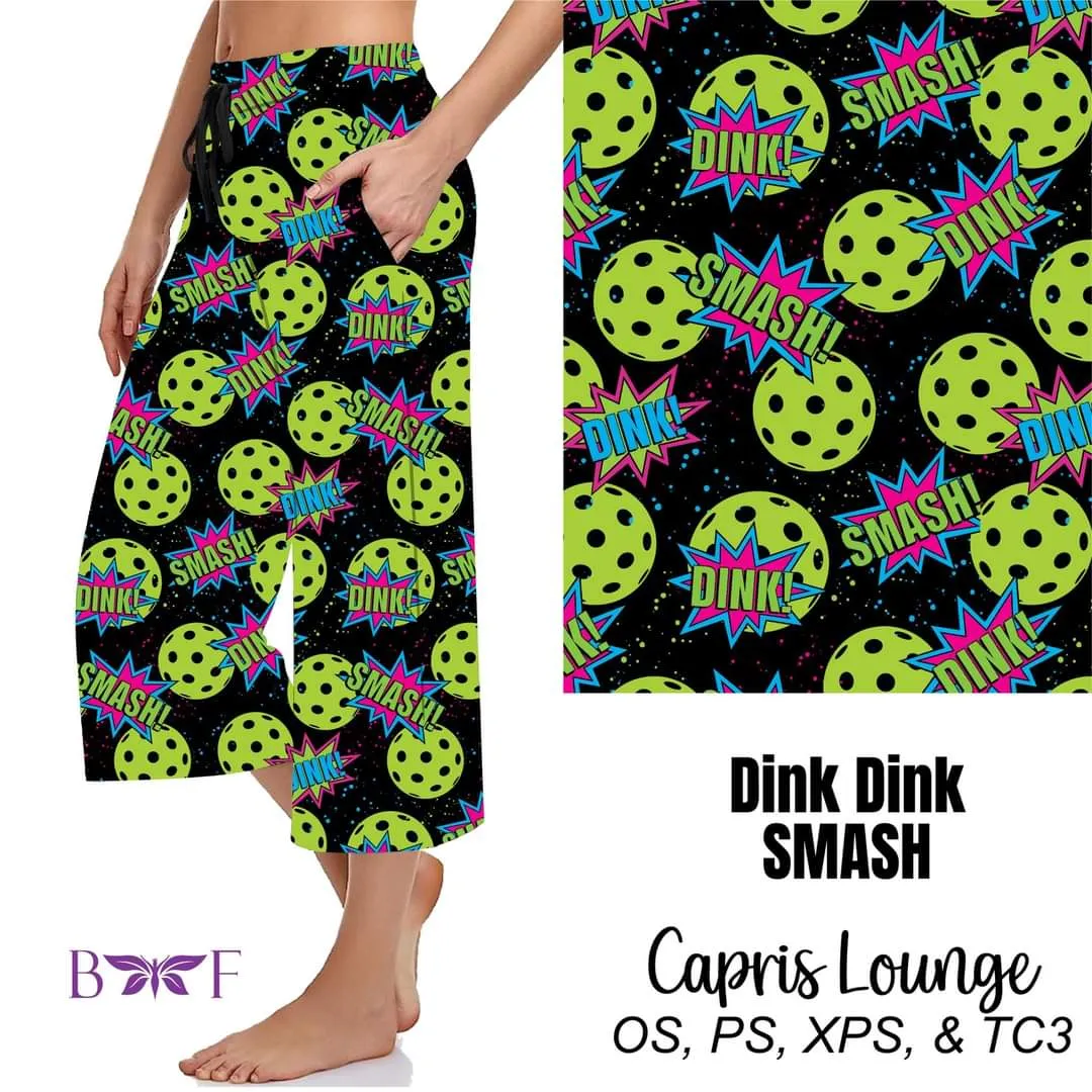 Pickleball Dink Dink Smash capris and biker shorts with pockets