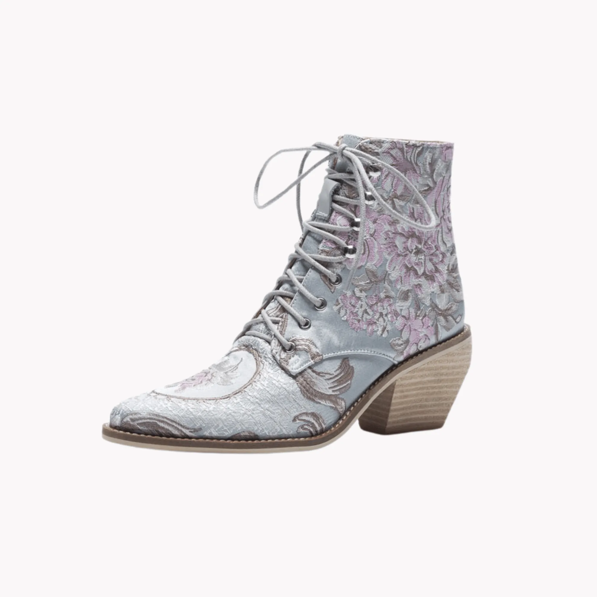 Pre Order:  Embroidered Baby Blue Floral Boots