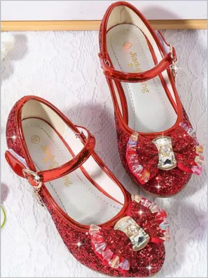 Red Glitter Mary Jane Shoes By Liv and Mia