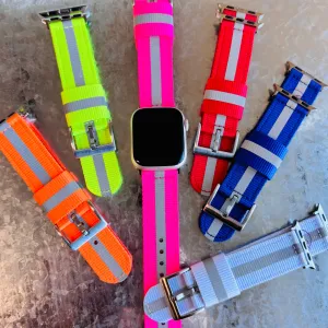 Reflective Braided Nylon Sports Band For Apple Watch Multiple Colors Available