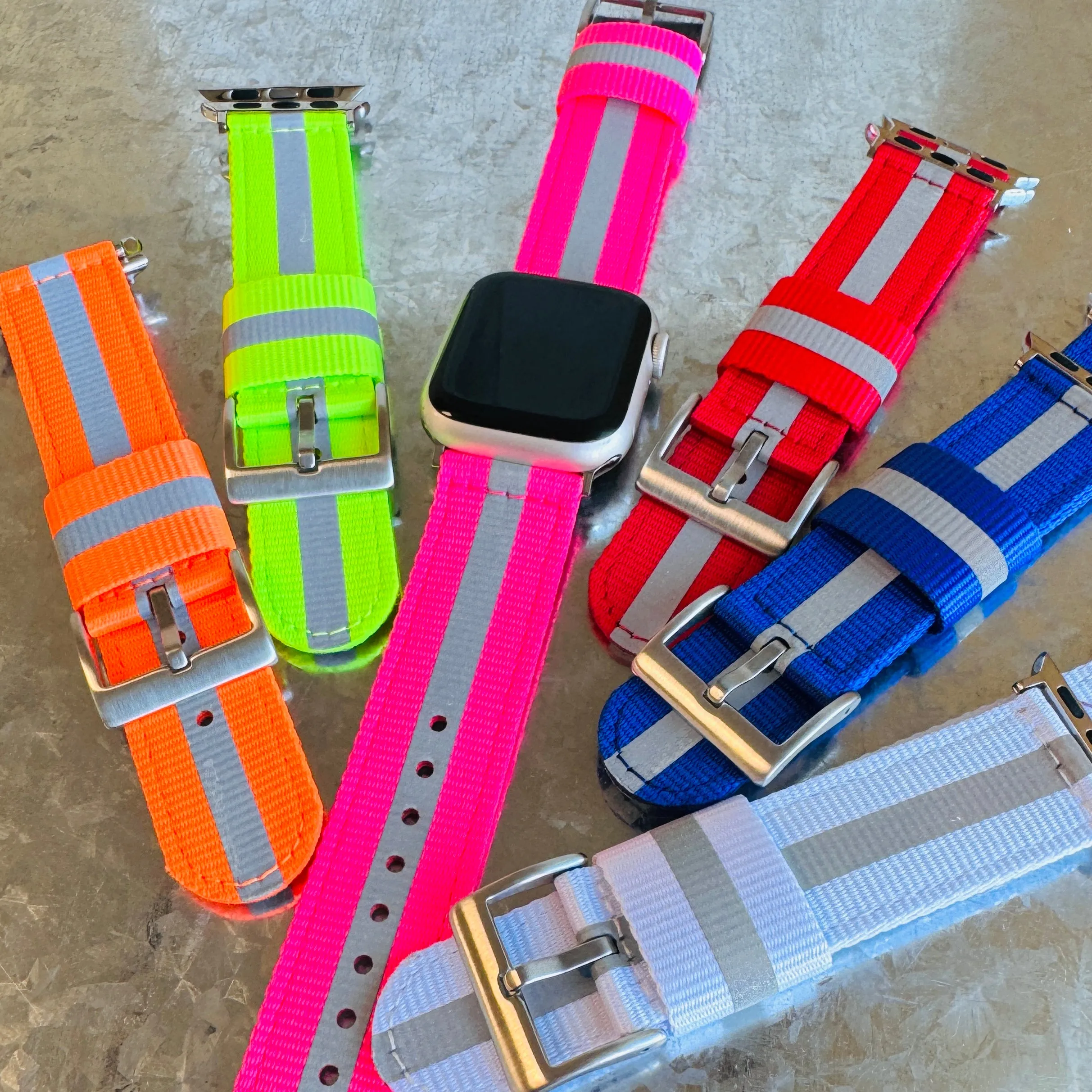 Reflective Braided Nylon Sports Band For Apple Watch Multiple Colors Available