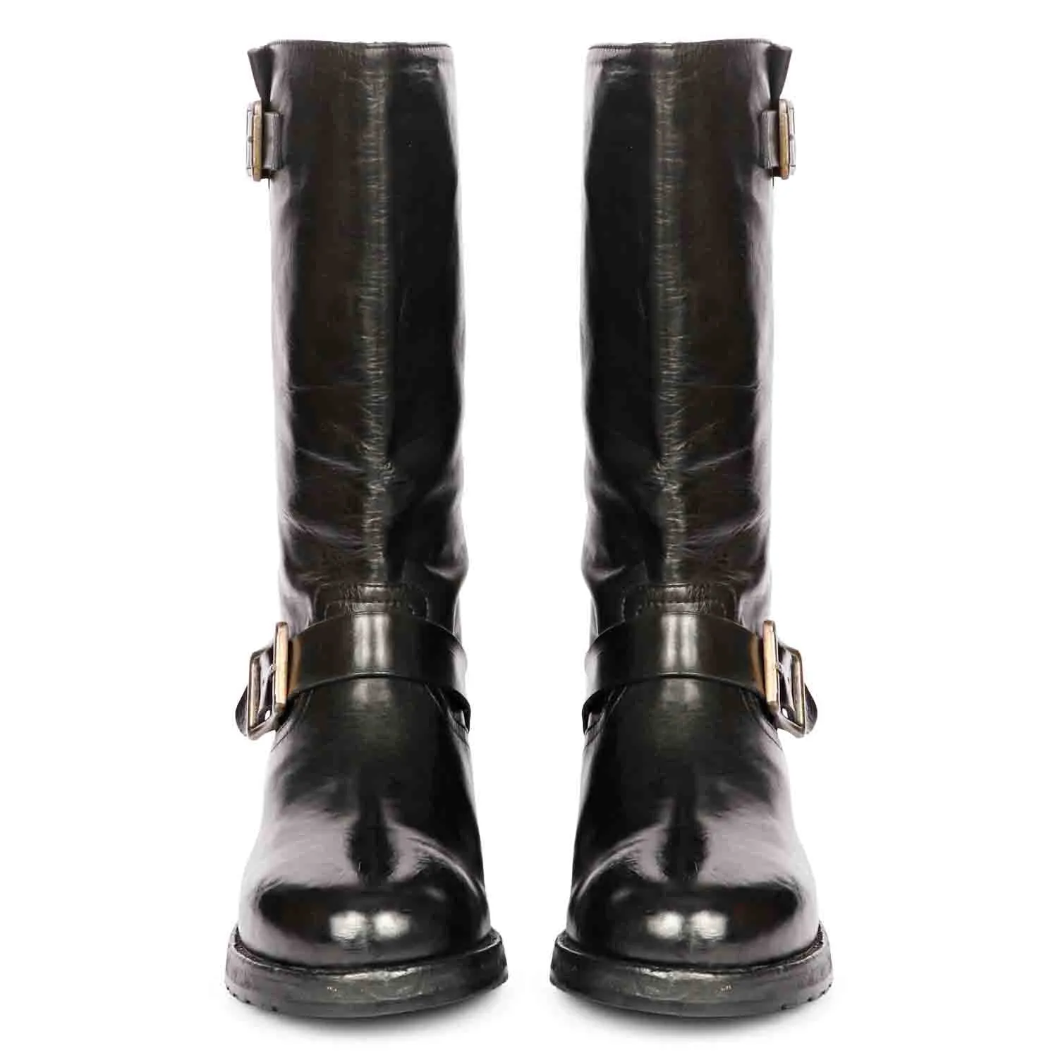 Saint Nova Black Leather Washed Calf Boot