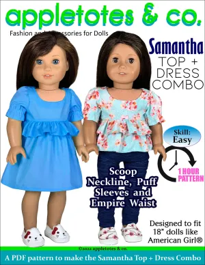 Samantha Top   Dress Combo 18 Inch Doll Sewing Pattern