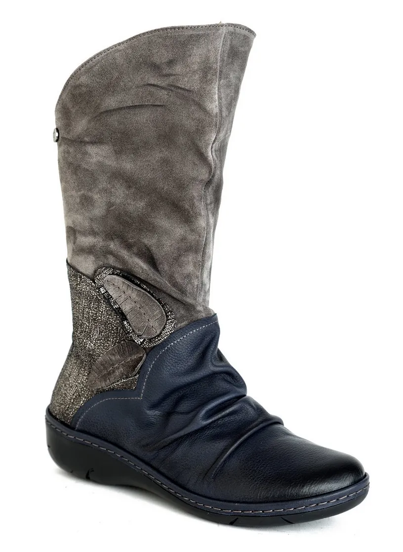 Slanted Half-Boot with Laser Leaf Ankle Details