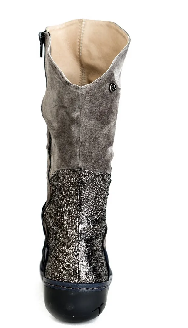 Slanted Half-Boot with Laser Leaf Ankle Details