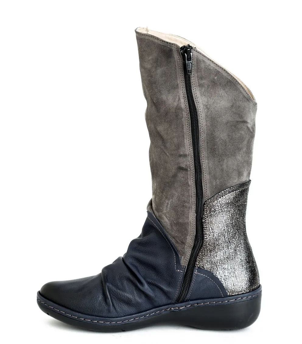 Slanted Half-Boot with Laser Leaf Ankle Details