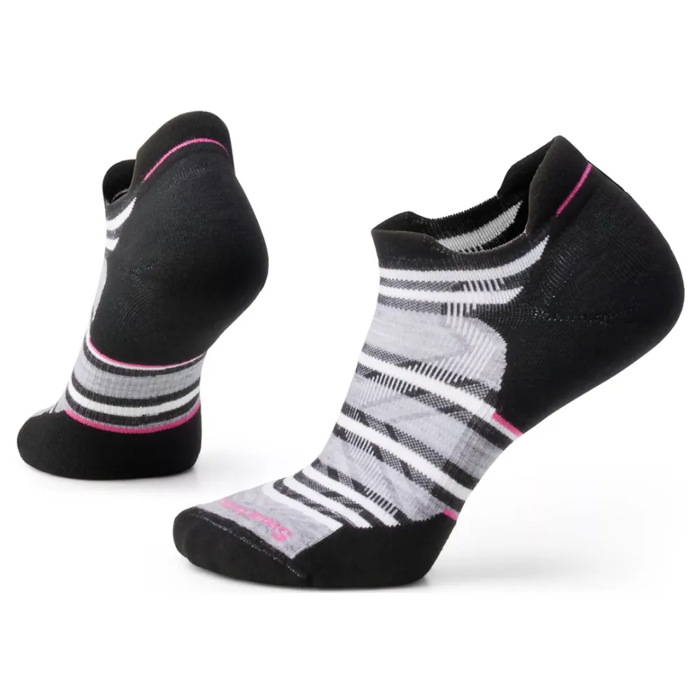 Smartwool Run Targeted Cushion Stripe Black Low Ankle Socks (Women's)