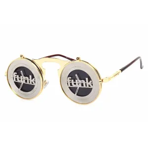 Steampunk Sunglasses Round Metal Flip Up Glasses For Men and Women, Style: Gold Clock C8