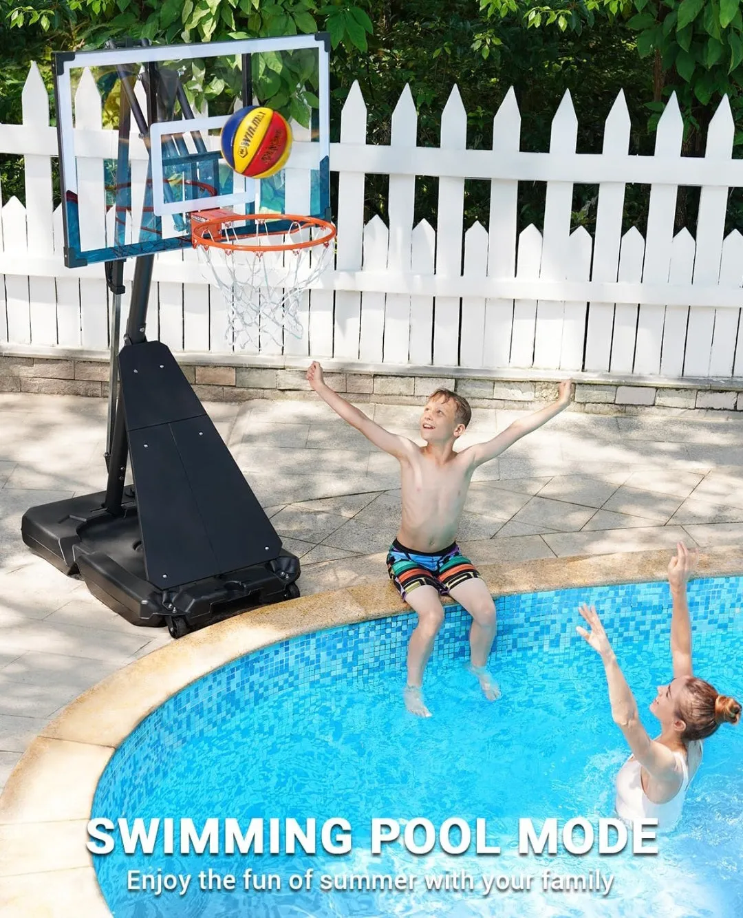 (Toys-Sports) WIN.MAX Portable Basketball Hoop Quickly Height Adjusted 4.9-10ft Outdoor/Indoor Basketball Goal System with 44 inch Backboard and Wheels