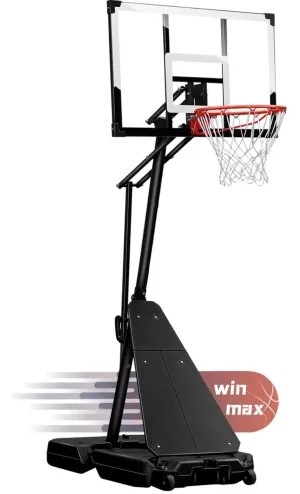 (Toys-Sports) WIN.MAX Portable Basketball Hoop Quickly Height Adjusted 4.9-10ft Outdoor/Indoor Basketball Goal System with 44 inch Backboard and Wheels