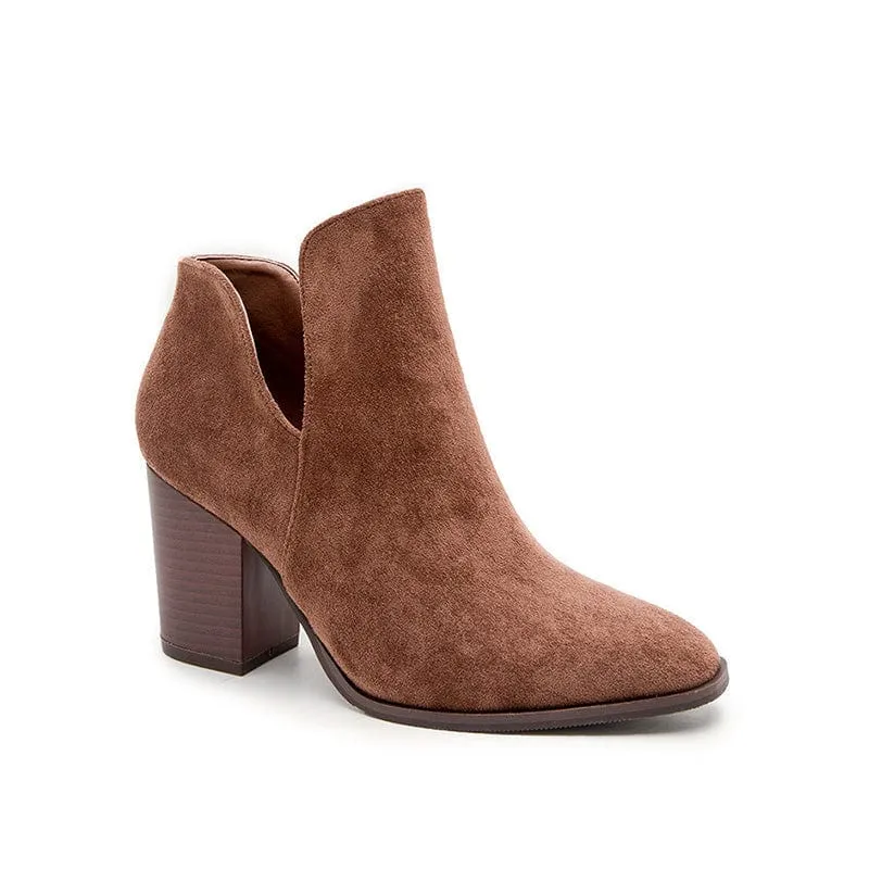 V Cut Block Heel Booties