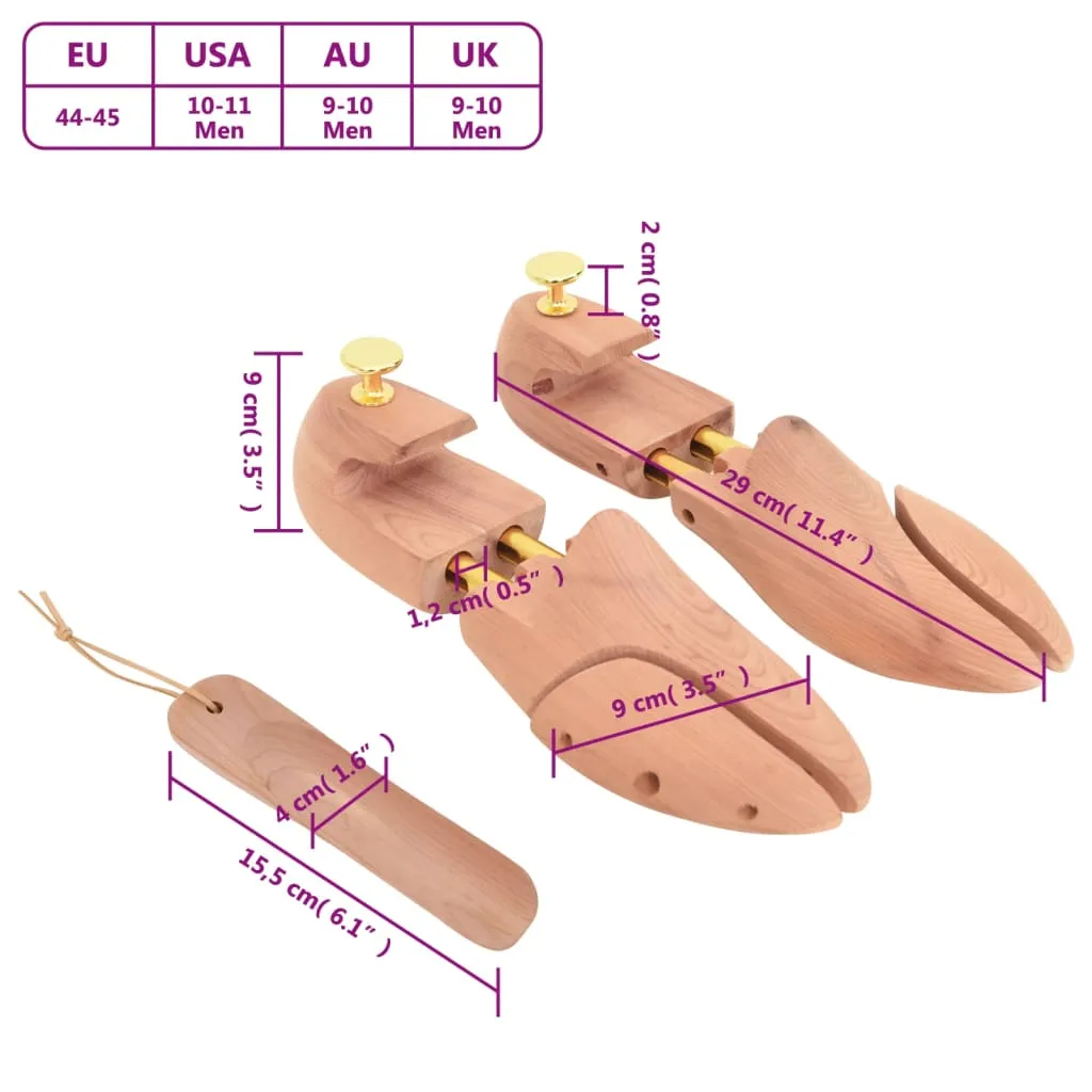 vidaXL Shoe Stretcher with Shoe Horn EU 44-45 Solid Wood Cedar