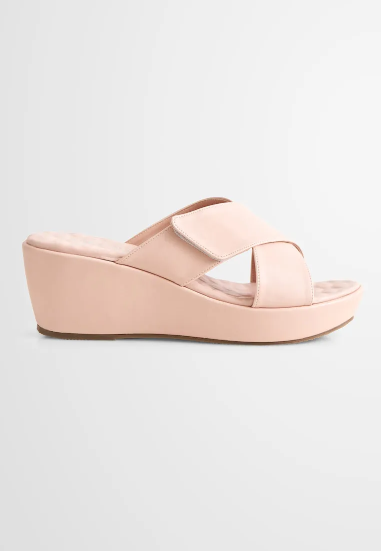 Wells Criss Cross Adjustable Velcro Strap Wedges