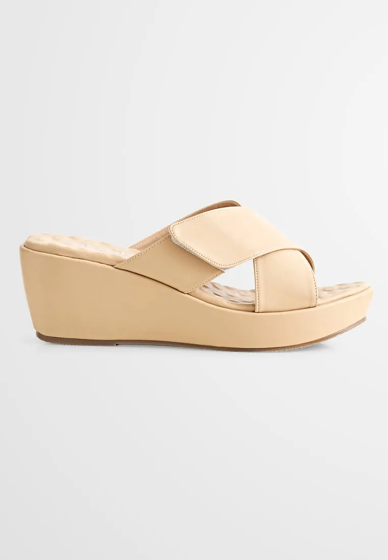 Wells Criss Cross Adjustable Velcro Strap Wedges