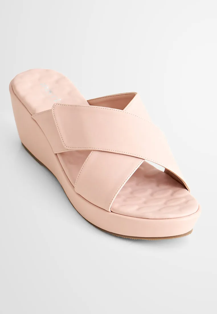 Wells Criss Cross Adjustable Velcro Strap Wedges