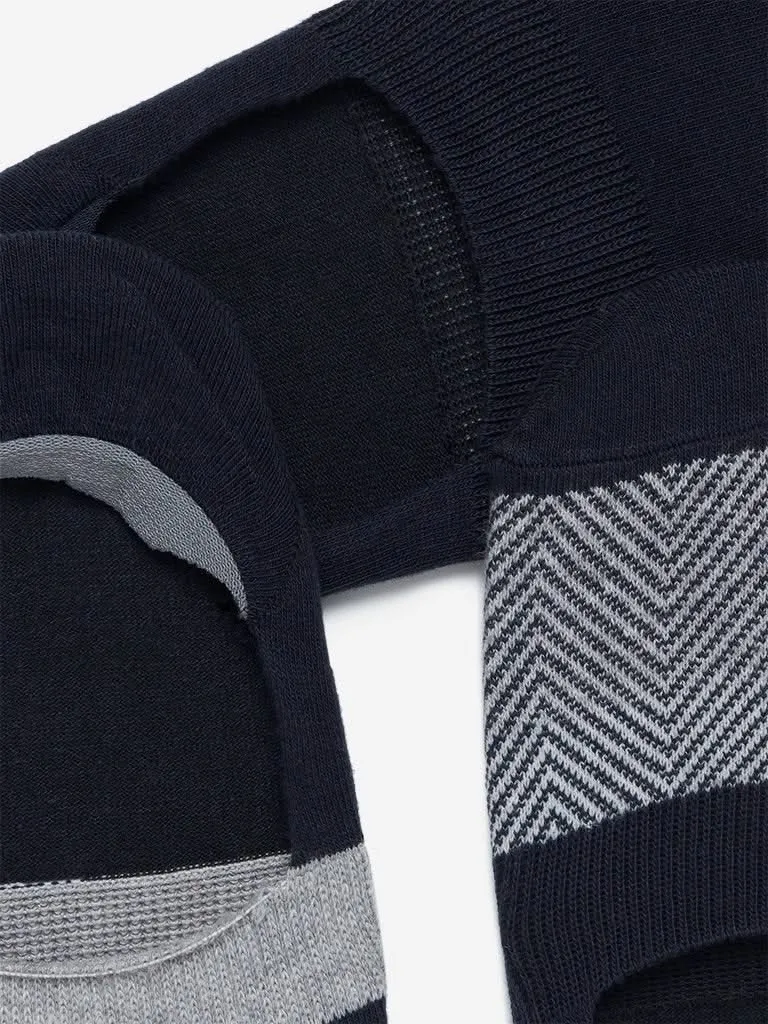 WES Lounge Navy Invisible Socks Pack of Three