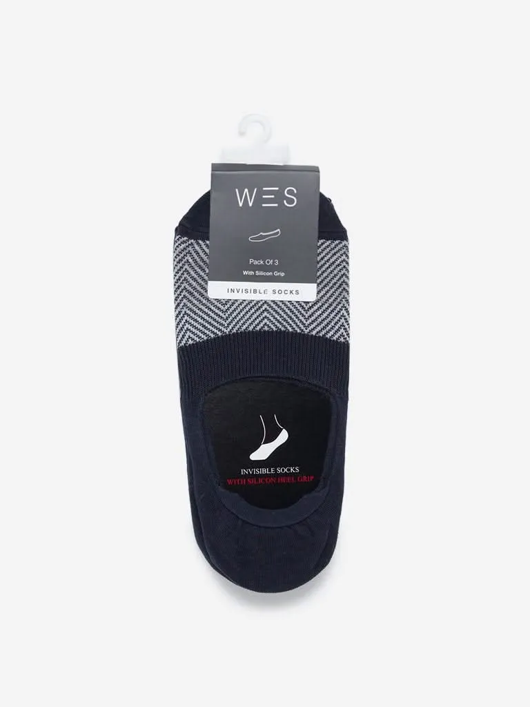 WES Lounge Navy Invisible Socks Pack of Three