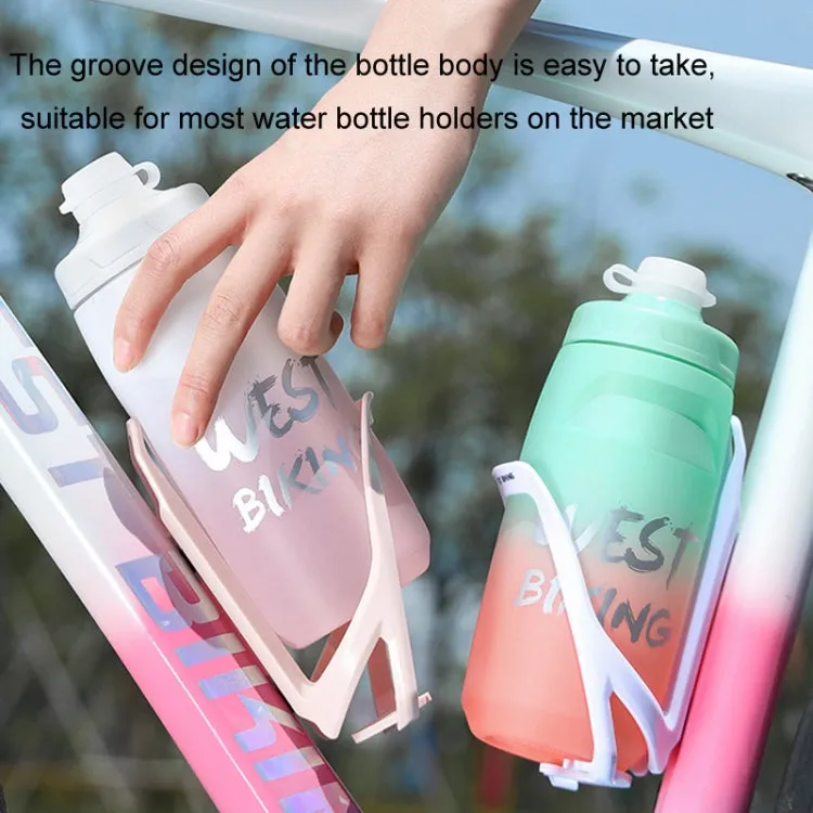 WEST BIKING 620ML Bicycle Water Bottle Portable Outdoor Cycling Water Cup, Color: White Pink Gradient