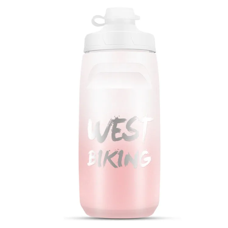 WEST BIKING 620ML Bicycle Water Bottle Portable Outdoor Cycling Water Cup, Color: White Pink Gradient